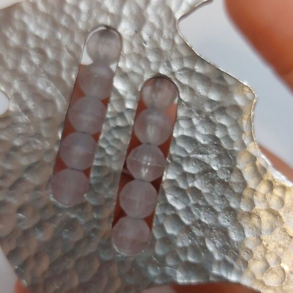 Vintage Artisan Hand Crafted Larged Hammered Fish Beaded Brooch Pin - Picture 3 of 6